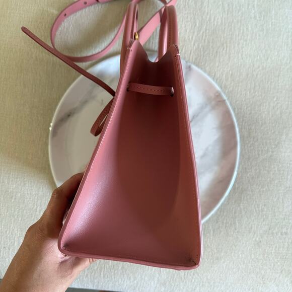 Mansur Gavriel  Mini Mini Sun Leather Shoulder Crossbody Top Handle Bag Pink - Picture 4 of 7